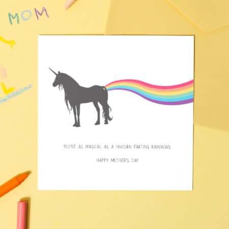 a mother's day card with a unicorn on it.